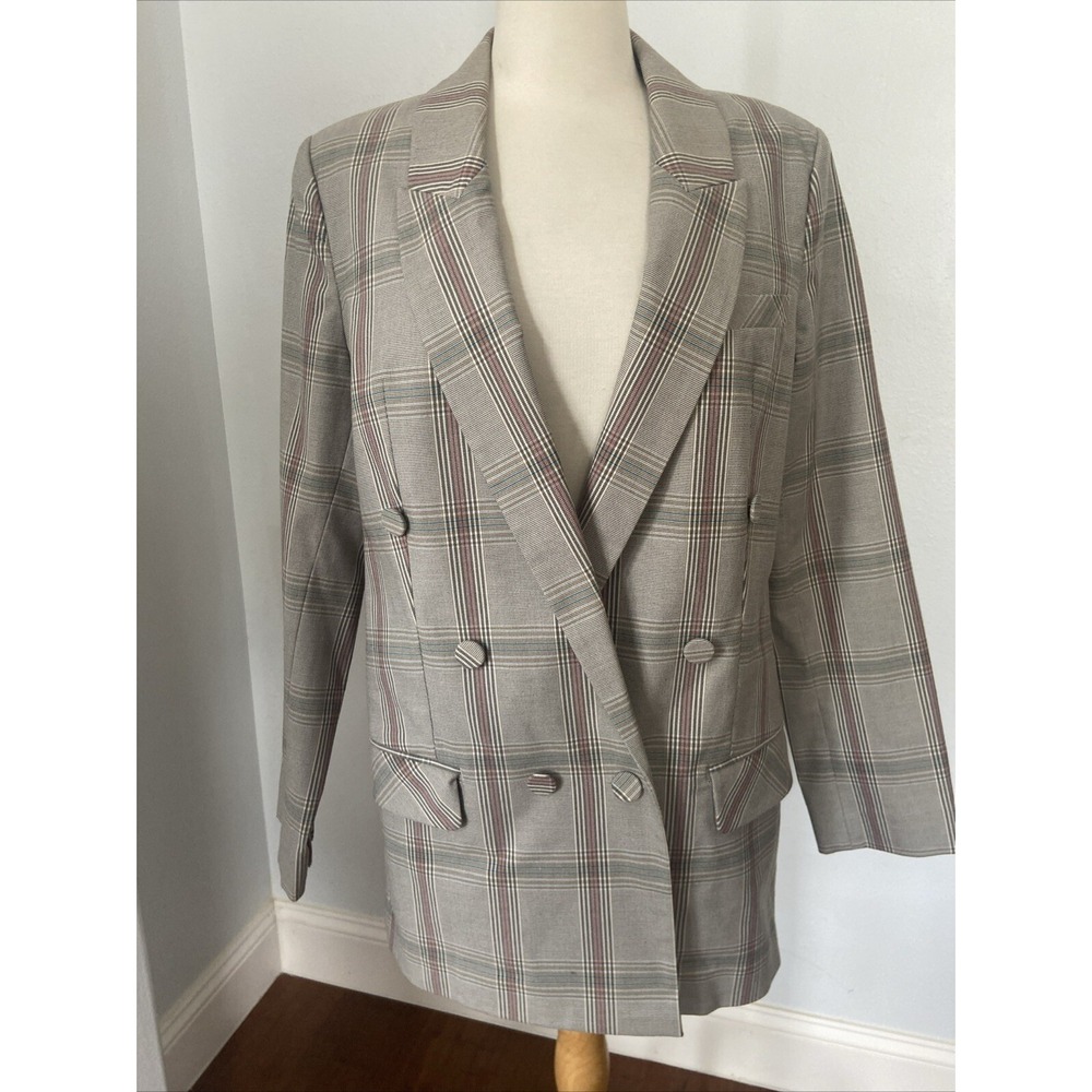 Cabi #5470 Sleuth Plaid Double Breasted Blazer Jacket Size 8